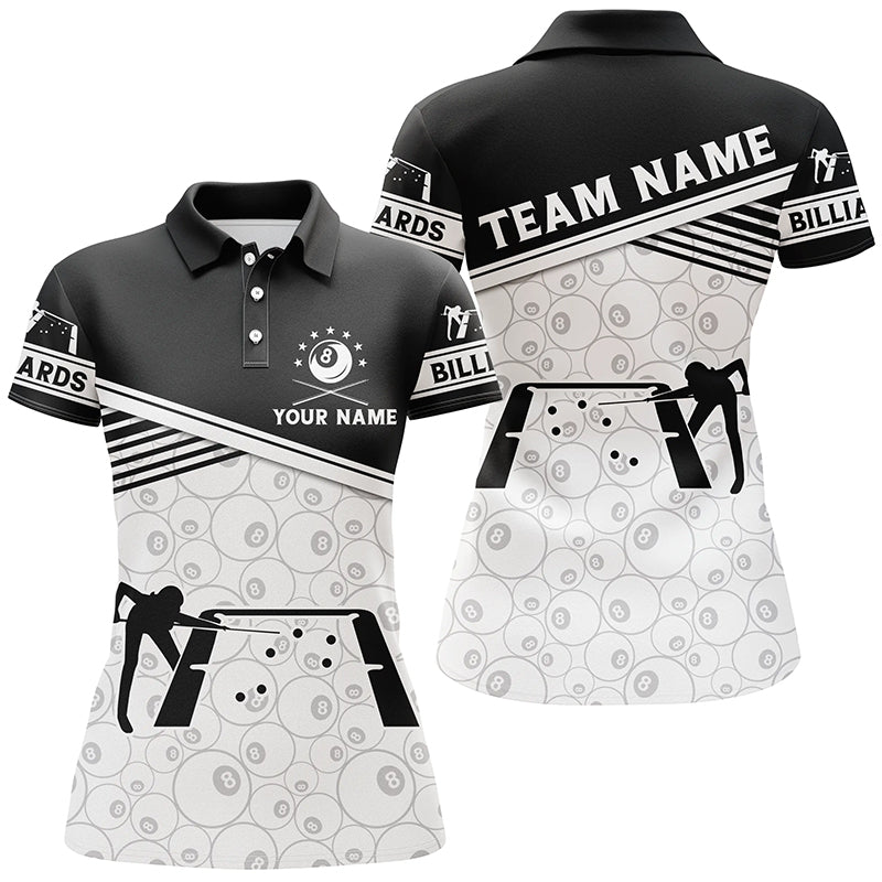 Personalized 8 Ball Pool Billiard Player Polo Shirts For Women, Best Custom Billiards Team Shirts TDM0110