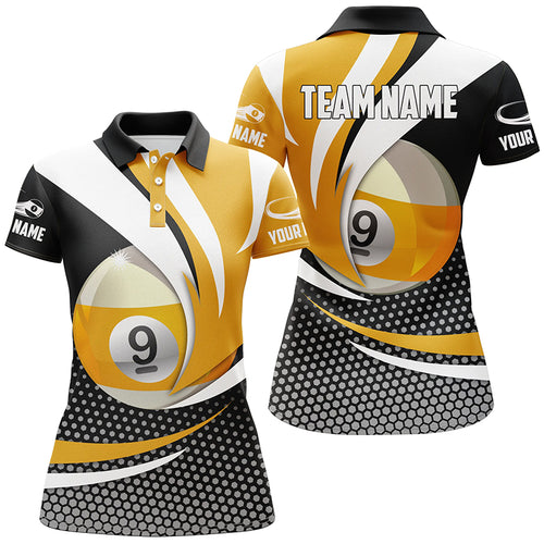 9 Ball Billiard Custom Name Polo Shirts For Women, Personalized Gifts For Billiard Team Player TDM0117