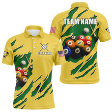 Load image into Gallery viewer, Funny 3D Billiard Table 9 Ball Pool Shirts For Men Custom Yellow 9 Ball Billiard Team Jerseys TDM2741