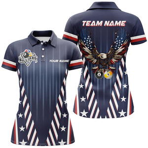 Customized Eagle American 8 & 9 Ball Billiard Shirts For Women, Patriotic Billiard Flag Team Jerseys TDM2748