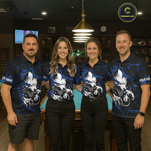 Load image into Gallery viewer, Personalized Thunder Lightning Wolf Billiard Shirts For Women Custom Billiard Team Jerseys |Blue TDM5466