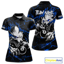 Load image into Gallery viewer, Personalized Thunder Lightning Wolf Billiard Shirts For Women Custom Billiard Team Jerseys |Blue TDM5466