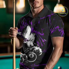Load image into Gallery viewer, Personalized Thunder Lightning Wolf Billiard Shirts For Men Custom Billiard Team Jerseys |Purple TDM5467