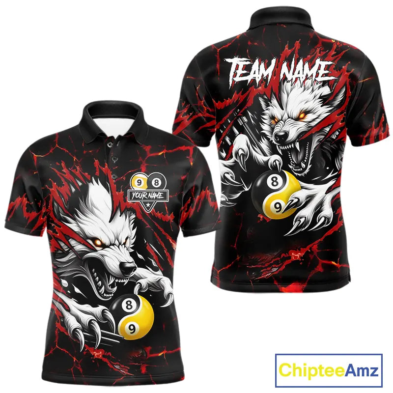 Personalized Wolf Yin-Yang 8 & 9 Ball Billiard Shirt For Men, Billiard Team Jersey Polo & 1/4 Zip TDM5470