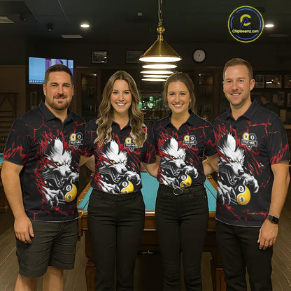 Personalized Wolf Yin-Yang 8 & 9 Ball Billiard Shirt For Women, Billiard Team Jersey Polo & 1/4 Zip TDM5470