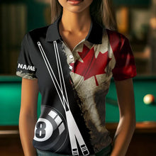 Load image into Gallery viewer, Retro Grunge Canada Flag 8 Ball Pool Billiard Shirt For Women Custom Patriotic Billiard Team Jersey TDM3428