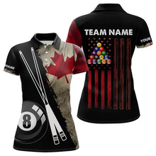 Load image into Gallery viewer, Retro Grunge Canada Flag 8 Ball Pool Billiard Shirt For Women Custom Patriotic Billiard Team Jersey TDM3428