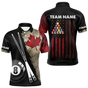 Retro Grunge Canada Flag 8 Ball Pool Billiard Shirt For Men Custom Patriotic Billiard Team Jersey TDM3428