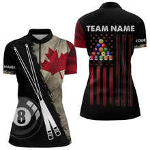 Load image into Gallery viewer, Retro Grunge Canada Flag 8 Ball Pool Billiard Shirt For Women Custom Patriotic Billiard Team Jersey TDM3428