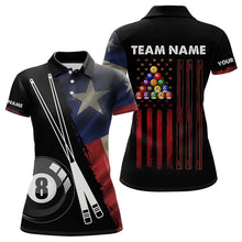 Load image into Gallery viewer, Retro Grunge Texas Flag 8 Ball Pool Billiard Shirt For Women Custom Patriotic Billiard Team Jersey TDM3429