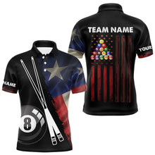 Load image into Gallery viewer, Retro Grunge Texas Flag 8 Ball Pool Billiard Shirt For Men Custom Patriotic Billiard Team Jersey TDM3429