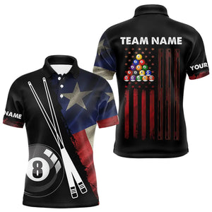 Retro Grunge Texas Flag 8 Ball Pool Billiard Shirt For Men Custom Patriotic Billiard Team Jersey TDM3429