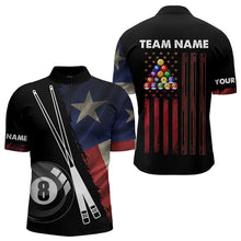 Load image into Gallery viewer, Retro Grunge Texas Flag 8 Ball Pool Billiard Shirt For Men Custom Patriotic Billiard Team Jersey TDM3429