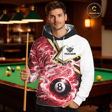 Load image into Gallery viewer, Red 8 Ball Flame Smoke Golden Billiard Hoodie For Men And Women Custom 8 Ball Pool Hoodie Jersey TDM5736