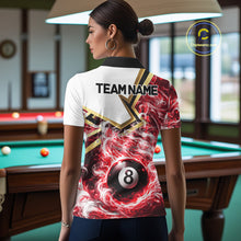 Load image into Gallery viewer, Red 8 Ball Flame Smoke Golden Billiard Shirt For Women Custom Pool Team Jersey Polo &amp; 1/4 Zip TDM5736