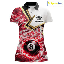 Load image into Gallery viewer, Red 8 Ball Flame Smoke Golden Billiard Shirt For Women Custom Pool Team Jersey Polo &amp; 1/4 Zip TDM5736