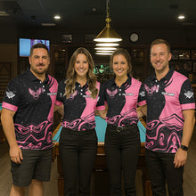 Load image into Gallery viewer, Black And Pink Funny Pool Balls Heart Billiard Shirt For Women Custom Valentine Billiard Jersey TDM5741