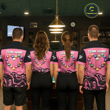 Load image into Gallery viewer, Black And Pink Funny Pool Balls Heart Billiard Shirt For Women Custom Valentine Billiard Jersey TDM5741