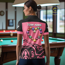 Load image into Gallery viewer, Black And Pink Funny Pool Balls Heart Billiard Shirt For Women Custom Valentine Billiard Jersey TDM5741