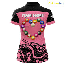 Load image into Gallery viewer, Black And Pink Funny Pool Balls Heart Billiard Shirt For Women Custom Valentine Billiard Jersey TDM5741
