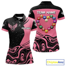 Load image into Gallery viewer, Black And Pink Funny Pool Balls Heart Billiard Shirt For Women Custom Valentine Billiard Jersey TDM5741