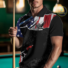 Load image into Gallery viewer, American Flag 8 Ball Aim Shoot Swear Repeat Men's Billiard Shirt Custom Pool Jersey Polo &amp; 1/4 Zip TDM5928