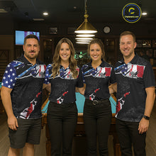Load image into Gallery viewer, American Flag 8 Ball Aim Shoot Swear Repeat Men's Billiard Shirt Custom Pool Jersey Polo &amp; 1/4 Zip TDM5928