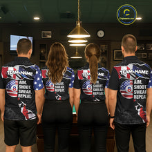 Load image into Gallery viewer, American Flag 8 Ball Aim Shoot Swear Repeat Men's Billiard Shirt Custom Pool Jersey Polo &amp; 1/4 Zip TDM5928