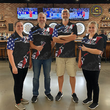 Load image into Gallery viewer, American Flag Aim Shoot Swear Repeat Darts Shirt For Men Custom Darts Jersey Team Polo &amp; 1/4 Zip TDM5930