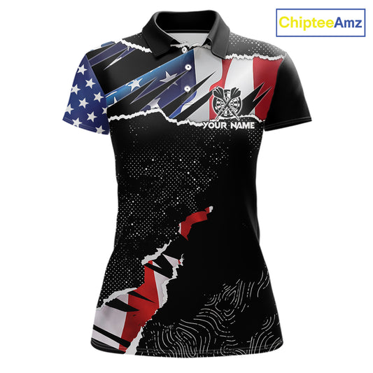 American Flag Aim Shoot Swear Repeat Darts Shirt For Women Custom Darts Jersey Team Polo & 1/4 Zip TDM5930
