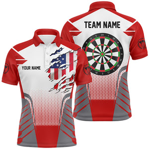 White Red US Flag Men Darts Polo Shirts Custom Patriotic Darts Shirts For Team Darts Jerseys TDM1250