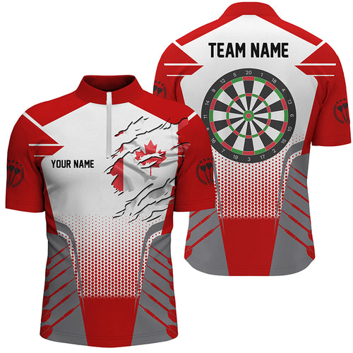 Canada Flag Men Dart Quarter-Zip Shirt Custom Patriotic Dart Shirts For Team Darts Jerseys TDM1251