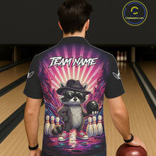 Load image into Gallery viewer, Pink Funny Raccoon Hawaiian Bowling Shirt For Women Custom Graffiti Bowling Team Jersey TDM6092