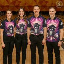 Load image into Gallery viewer, Pink Funny Raccoon Bowling Jersey For Men Custom Graffiti Bowling Shirt Team Polo &amp; 1/4 Zip TDM6092