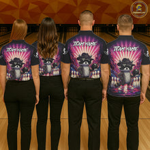 Load image into Gallery viewer, Pink Funny Raccoon Bowling Jersey For Men Custom Graffiti Bowling Shirt Team Polo &amp; 1/4 Zip TDM6092