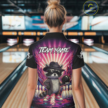 Load image into Gallery viewer, Pink Funny Raccoon Bowling Jersey For Women Custom Graffiti Bowling Shirt Team Polo &amp; 1/4 Zip TDM6092