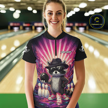 Load image into Gallery viewer, Pink Funny Raccoon Bowling Jersey For Women Custom Graffiti Bowling Shirt Team Polo &amp; 1/4 Zip TDM6092