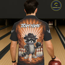 Load image into Gallery viewer, Orange Funny Raccoon Hawaiian Bowling Shirt For Women Custom Graffiti Bowling Team Jersey TDM6093