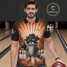 Load image into Gallery viewer, Orange Funny Raccoon Bowling Jersey For Men Custom Graffiti Bowling Shirt Team Polo &amp; 1/4 Zip TDM6093