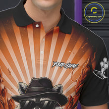 Load image into Gallery viewer, Orange Funny Raccoon Bowling Jersey For Men Custom Graffiti Bowling Shirt Team Polo &amp; 1/4 Zip TDM6093