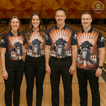 Load image into Gallery viewer, Orange Funny Raccoon Bowling Jersey For Men Custom Graffiti Bowling Shirt Team Polo &amp; 1/4 Zip TDM6093
