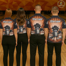 Load image into Gallery viewer, Orange Funny Raccoon Bowling Jersey For Men Custom Graffiti Bowling Shirt Team Polo &amp; 1/4 Zip TDM6093
