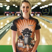 Load image into Gallery viewer, Orange Funny Raccoon Bowling Jersey For Women Custom Graffiti Bowling Shirt Team Polo &amp; 1/4 Zip TDM6093