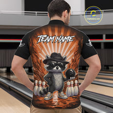 Load image into Gallery viewer, Orange Funny Raccoon Bowling Jersey For Men Custom Graffiti Bowling Shirt Team Polo &amp; 1/4 Zip TDM6093