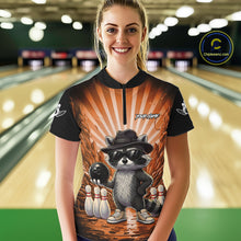 Load image into Gallery viewer, Orange Funny Raccoon Bowling Jersey For Women Custom Graffiti Bowling Shirt Team Polo &amp; 1/4 Zip TDM6093