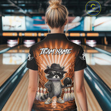 Load image into Gallery viewer, Orange Funny Raccoon Bowling Jersey For Women Custom Graffiti Bowling Shirt Team Polo &amp; 1/4 Zip TDM6093
