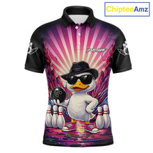 Load image into Gallery viewer, Pink Funny Duck Bowling Jersey For Men Custom Graffiti Bowling Shirt Team Polo &amp; 1/4 Zip Shirt TDM6094