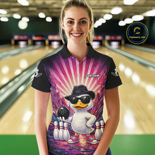 Load image into Gallery viewer, Pink Funny Duck Bowling Jersey For Women Custom Graffiti Bowling Shirt Team Polo &amp; 1/4 Zip Shirt TDM6094