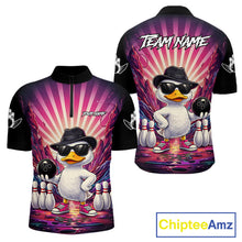 Load image into Gallery viewer, Pink Funny Duck Bowling Jersey For Men Custom Graffiti Bowling Shirt Team Polo &amp; 1/4 Zip Shirt TDM6094
