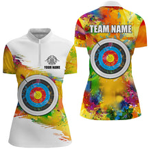 Load image into Gallery viewer, Colorful 3D Target Archery Women Polo &amp; Quarter-Zip Shirt Custom Archery Jerseys Attire For Archer TDM1621